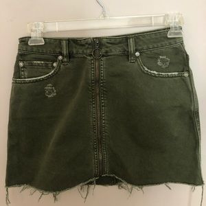 NWOT Free People Green Denim Mini Skirt